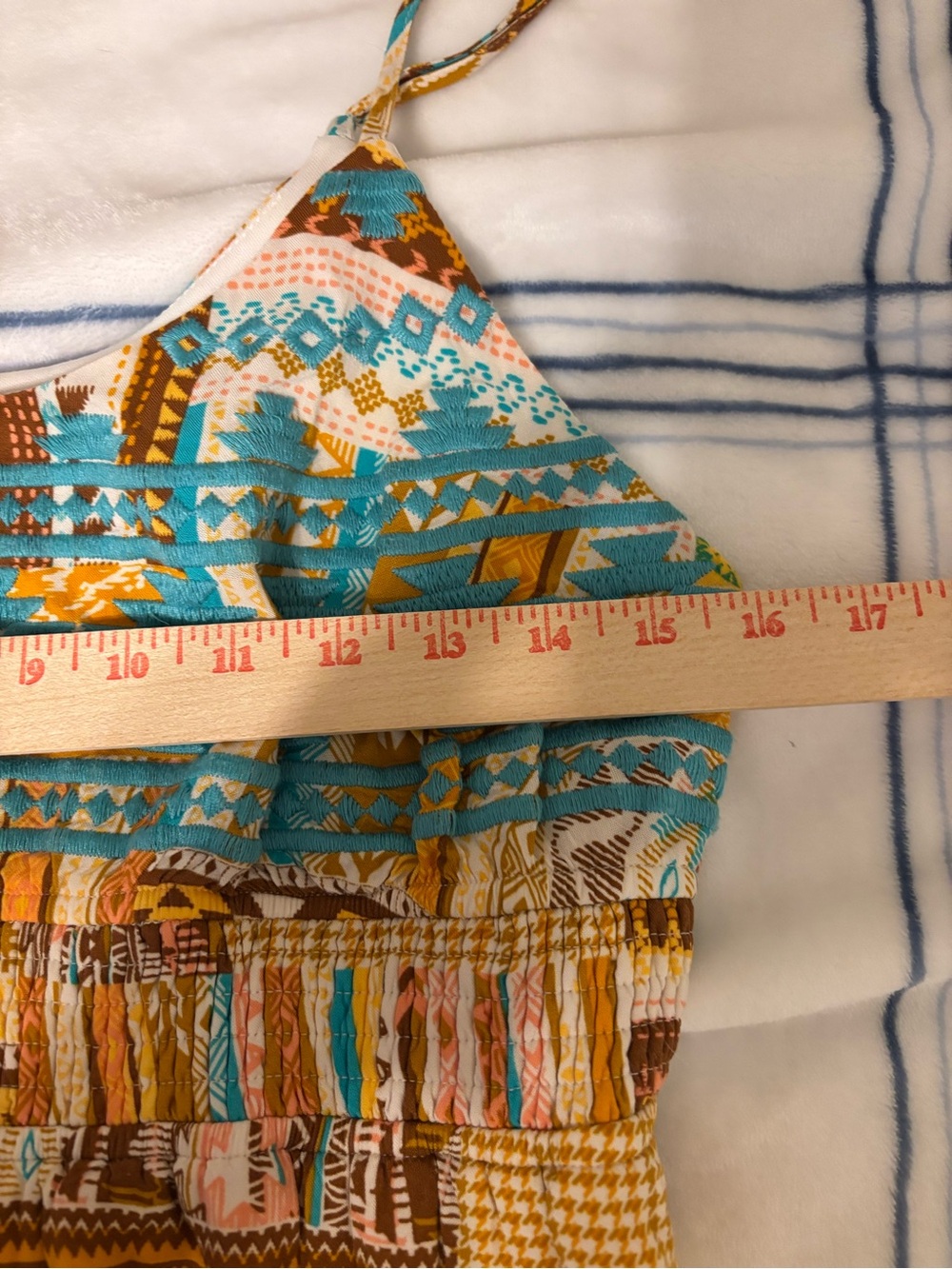 Savanna Jane Embroidered Boho Swing Cami Tank Top Medium Aztec Tribal Print - Picture 4 of 8